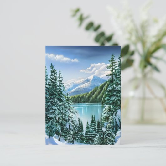 美しい冬のスカイマウンテンレイク ポストカード (スタンド正面)