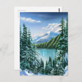 美しい冬のスカイマウンテンレイク ポストカード (正面/裏面)