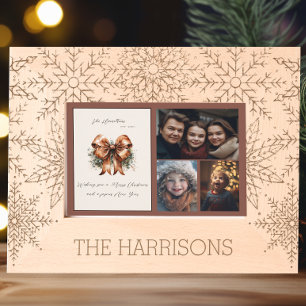 美しい冬のスノーフレークのクリスマスカード レーザー彫刻フレーム