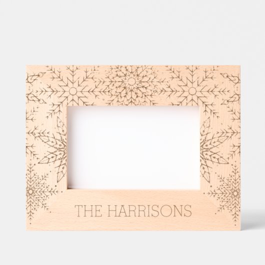 美しい冬のスノーフレークのクリスマスカード レーザー彫刻フレーム (正面)