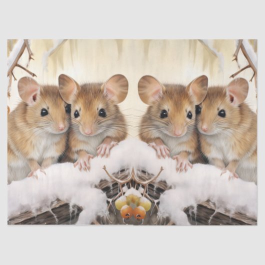 美しい冬のネズミデクページティッシュペーパー 薄葉紙 (正面)