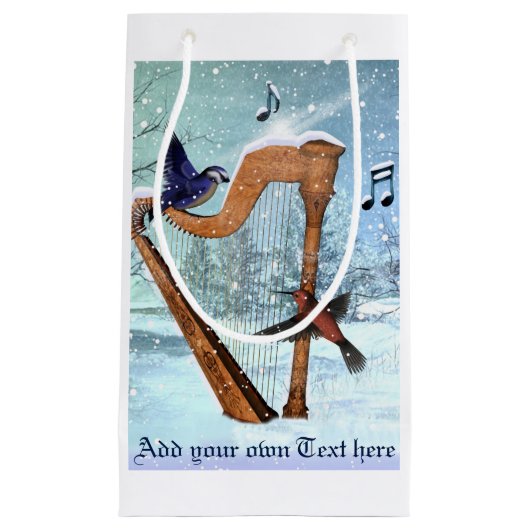 美しい冬のハープのギフトバッグ スモールペーパーバッグ (正面)