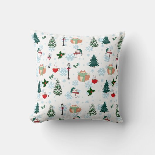 美しい冬のパターン投げ枕 クッション (正面)
