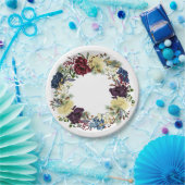 美しい冬のフローラ花リースバラ ペーパープレート (パーティー)