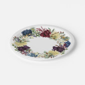 美しい冬のフローラ花リースバラ ペーパープレート (アングル)