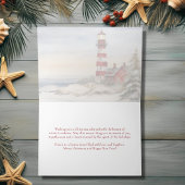 美しい冬のライトハウスシーンメリークリスマス シーズンカード