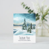 美しい冬のワンダーランドの水彩画 ありがとう ポストカード (スタンド正面)