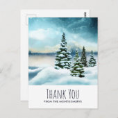 美しい冬のワンダーランドの水彩画　感謝 ポストカード (正面/裏面)