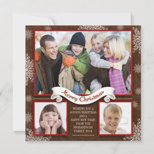 美しい冬の休日のグリーティングフォトカード シーズンカード (正面)