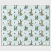 美しい冬の動物若い鹿リスの鳥 ラッピングペーパー (フラット)