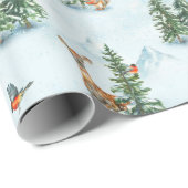 美しい冬の動物若い鹿リスの鳥 ラッピングペーパー (ロールコーナー)