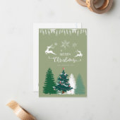 美しい冬の天候の緑の木々はクリスマス ノートカード (正面/裏面インサイチュ)