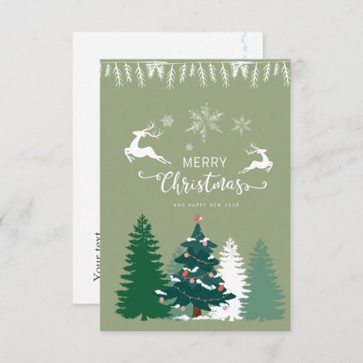 美しい冬の天候の緑の木々はクリスマス ノートカード (正面/裏面)
