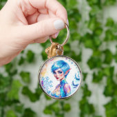 美しい冬の小妖精や小人魅惑フロストクイーンアート キーホルダー (手)