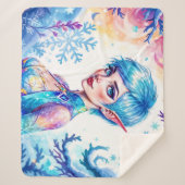 美しい冬の小妖精や小人魅惑フロストクイーンアート シェルパブランケット (正面)