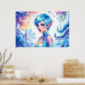 美しい冬の小妖精や小人魅惑フロストクイーンアート ポスター (キッチン)