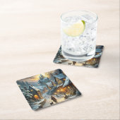 美しい冬の景色 スクエアペーパーコースター (インサイチュ)