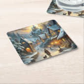 美しい冬の景色 スクエアペーパーコースター (アングル)