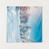 美しい冬の自然風景、素晴らしい山 タペストリー (正面(横))