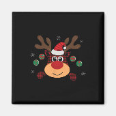 美しい冬の赤いバッファロー草原の鹿の跳躍 マグネット (正面)