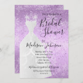 美しい冬の降雪ブライダルシャワー – 紫 招待状 (正面/裏面)