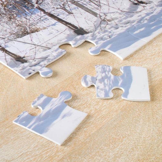 美しい冬の雪霜の降りたの風景ブドウ園 ジグソーパズル (側面)