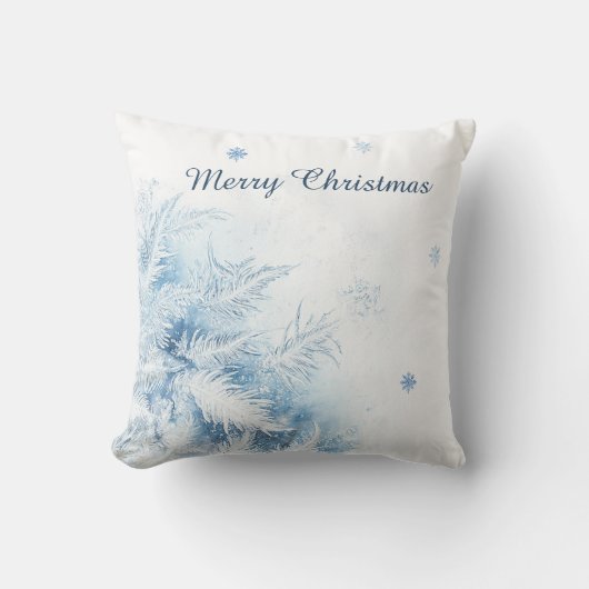 美しい冬の霜のクリスマス クッション (正面)