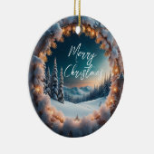 美しい冬の風景クリスマス セラミックオーナメント (右)
