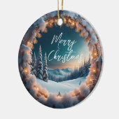美しい冬の風景クリスマス セラミックオーナメント (左)