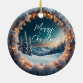 美しい冬の風景クリスマス セラミックオーナメント (裏面)