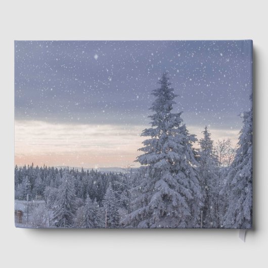 美しい冬の風景背の個人文字 ゲストブック (裏面)