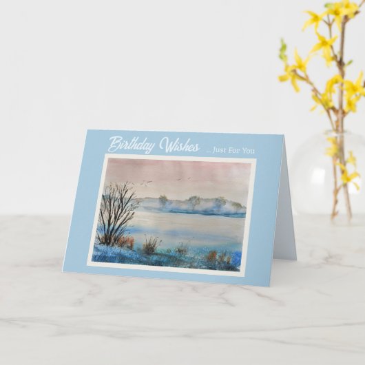 美しい冬の風景誕生日カード カード (黄色い花)