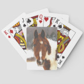 美しい冬の馬の雪のファームシーン トランプ (裏面)