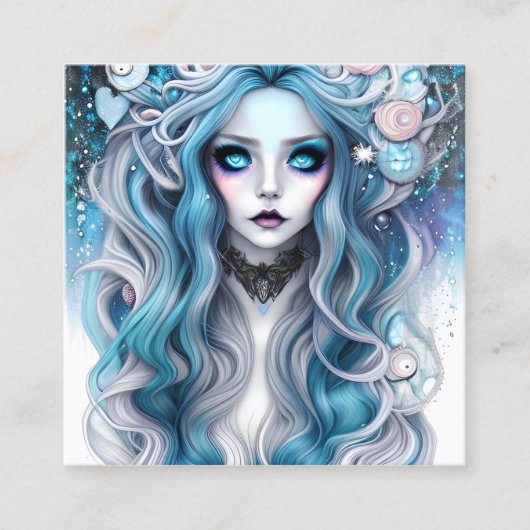 美しい冬の魔女グラフィック美しいスチームパンク スクエア名刺 (正面)
