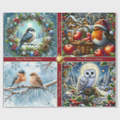 美しい冬の鳥のクリスマス包装紙 ラッピングペーパー (フラット)