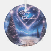 美しい冬メリークリスマスオーナメント ガラスオーナメント (正面)