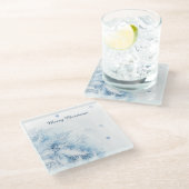 美しい冬霜のクリスマス ガラスコースター (アングル)