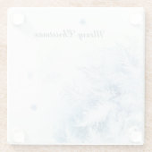 美しい冬霜のクリスマス ガラスコースター (裏面)