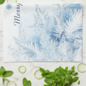 美しい冬霜のクリスマス キッチンタオル (折り畳み)