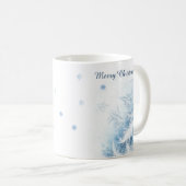 美しい冬霜のクリスマス コーヒーマグカップ (正面右)