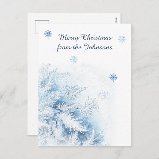 美しい冬霜のクリスマス シーズンポストカード (正面/裏面)