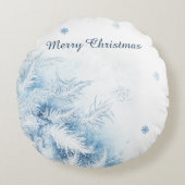 美しい冬霜のクリスマス ラウンドクッション (正面)