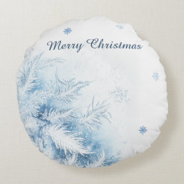 美しい冬霜のクリスマス ラウンドクッション