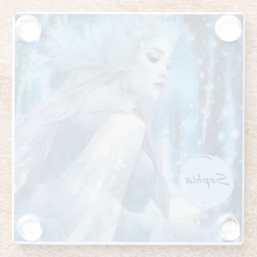 美しい凍っていスノークイーンinウィンターワンダーランド ガラスコースター (裏面)