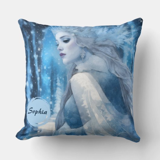美しい凍っていスノークイーンinウィンターワンダーランド クッション (正面)