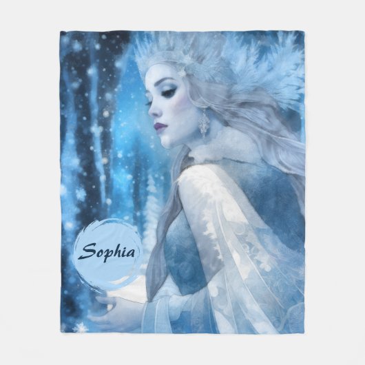 美しい凍っていスノークイーンinウィンターワンダーランド フリースブランケット (正面)