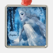 美しい凍っていスノークイーンinウィンターワンダーランド メタルオーナメント (正面)