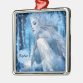 美しい凍っていスノークイーンinウィンターワンダーランド メタルオーナメント (左)