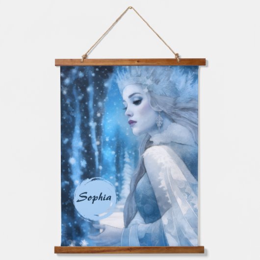 美しい凍っていスノークイーンinウィンターワンダーランド 吊り下げ型タペストリー (正面)