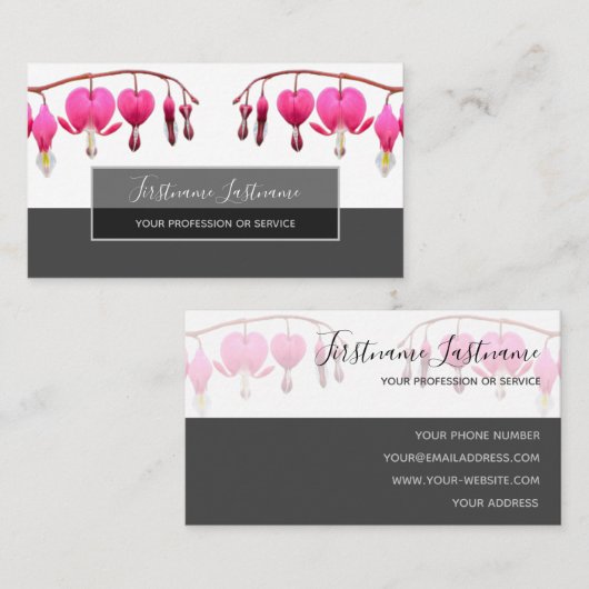 美しい出血ハートは灰色で咲く 名刺 (正面/裏面)